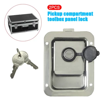 

2pcs/pack Handle Hardware Truck Tool Box Door With Keys Repairing Universal Stainless Steel Easy Install Paddle Latch RV Trailer