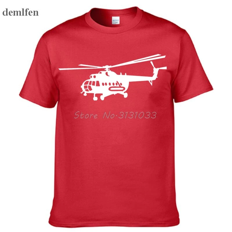 Летние Стильные брендовые Новые мужские футболки, новинка, MI-8, вертолет, СССР, с принтом, футболка с коротким рукавом, хлопковые футболки - Цвет: red