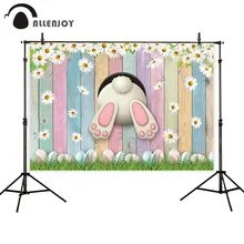 Allenjoy счастливый Пасхальный фон для фотосъемки весенний кролик яйцо деревянная доска цветок Вечерние Декорации Фотофон фон для фотосъемки