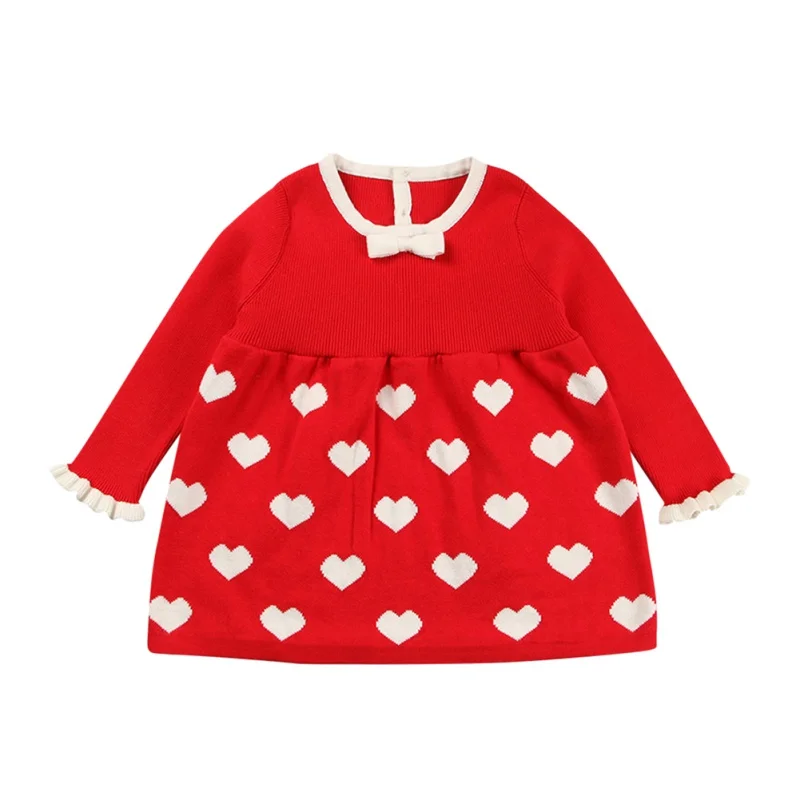 Для детей, детские, для девочек, платье с длинными рукавами для девочек с надписью «Love»; хлопковая одежда с круглым вырезом под горло, модель Удобная вязаная юбка принцессы платья для женщин