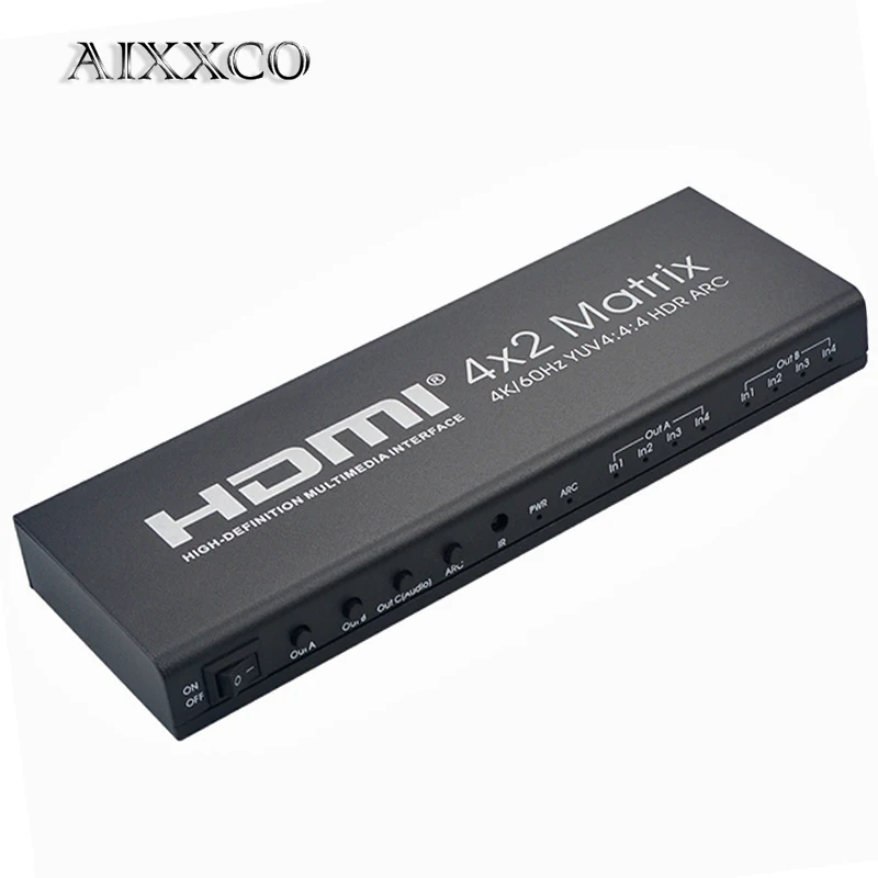 Матрица AIXXCO 4K HDMI 2 0 4X2 с переключателем аудио на сплиттер 4 в ARC 4K/60 Гц|Кабели HDMI| |