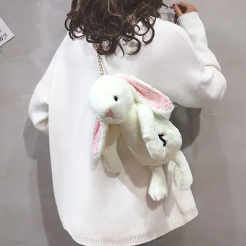 

Baby plush bunny backpack Fashion Cartoon Plush Bag Cute pink litter rabbit Animal Doll anime plush toy schoolbag girls bag gift