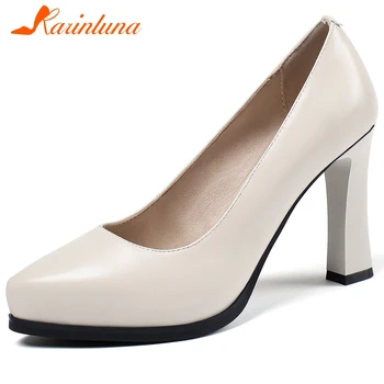 

KARINLUNA Office Lady Pointed Toe Slip On Pumps Women Shallow Pumps Casual Spring High Heels Consise Pumps Women Shoes Woman