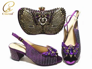 

Fashionable New Coming Nigerian Design Shoes and Bag Set 2020 Autumn New African Ladies Shoes Matching Bag