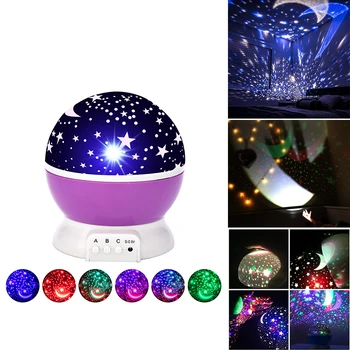 

Projector Moon Sky Rotating Battery Operated Bedside Lamp LED Night Light Star For Children Kids Baby Bedroom Nursery Gifts