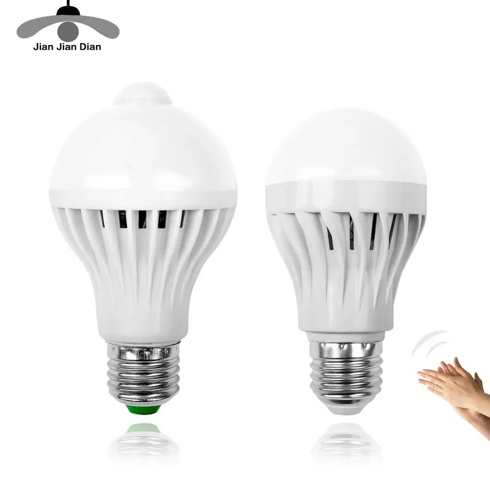 JJD E27 светодиодный PIR датчик движения лампа 10p 12p 18p 20p AC 110V/220V инфракрасный
