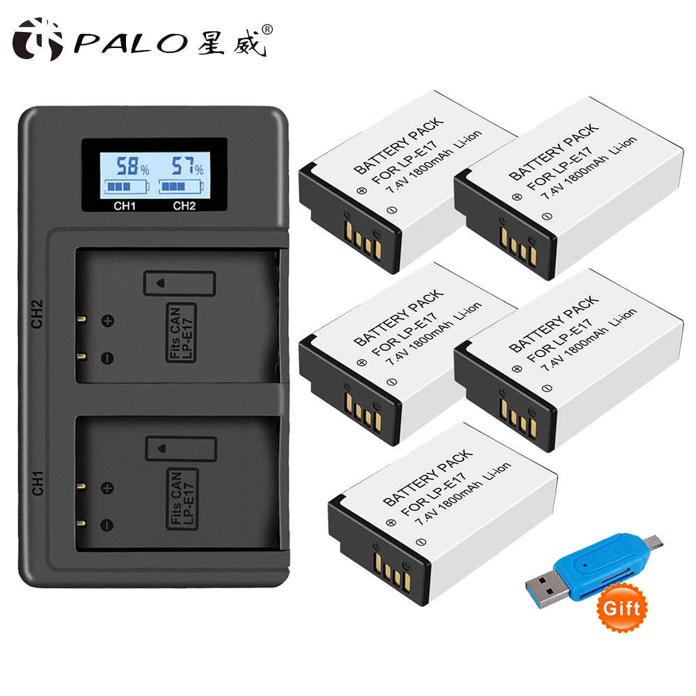 coin cell battery LPE17 LP E17 LP-E17 E17 Battery+LCD USB Charger for Canon EOS RP 200 250D M3 M5 M6 750D 760D T6i T6s 800D 8000D 77D Kiss X8i battery power pack Batteries