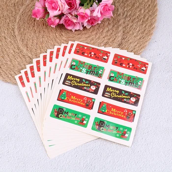 

10 Sheets/100 Pcs Merry Christmas Paper Sealing Stickers DIY Gifts Labels Candy Bag Package Tags for Party Decoration