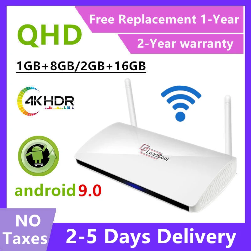 Leadcool-reproductor multimedia 4K H.265, Android 9,0, dispositivo de TV inteligente, Amlogic S905W, cuatro núcleos, 2,4G Compatible con Wifi, decodificador de señal