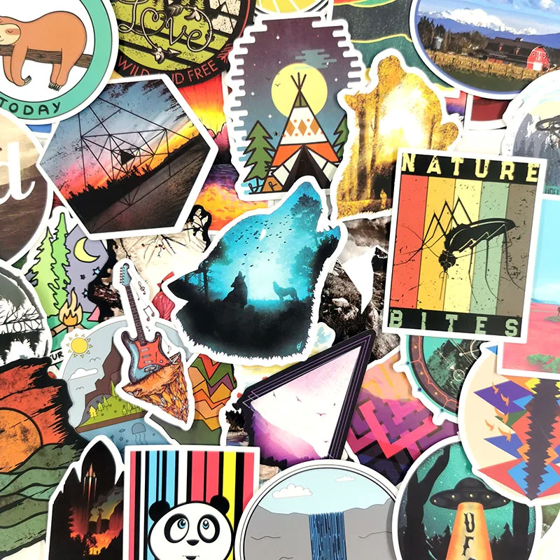 50 Pcs/set Adventure Travel Stickers For Motorcycle Phone Skateboards Laptop Luggage Bicycl Car Climber Naklejki Toy Stickers