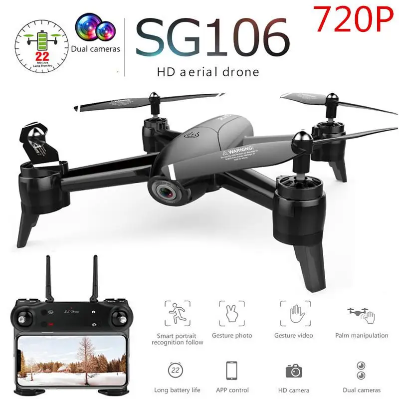 Дрон SG106 с двойной камерой 1080P 720P 4K WiFi FPV в режиме реального времени воздушная видео широкоугольный оптический поток RC Квадрокоптер вертолет игрушки