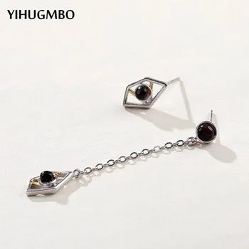 

YIHUGMBO Purple Crystal Dangle Earrings Asymmetric Wedding Jewelry 925 Sterling Silver Statement Drop Earrings Party Gifts Hot