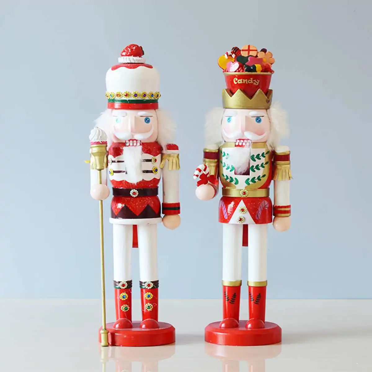 

38CM Wooden Candy Nutcracker Handcraft Walnut Puppet Toy Christmas Decor Decoration For Office Home Kids Toy Gift
