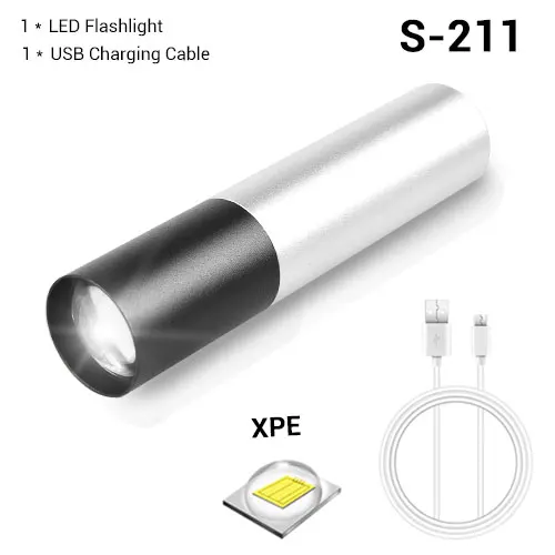 S-211 Option A USB Перезаряжаемый мини светодиодный светильник фонарь Водонепроницаемый XPE T6 светодиодный фонарь масштабируемый портативный походный светильник встроенный аккумулятор - Испускаемый цвет: S-211 Option A