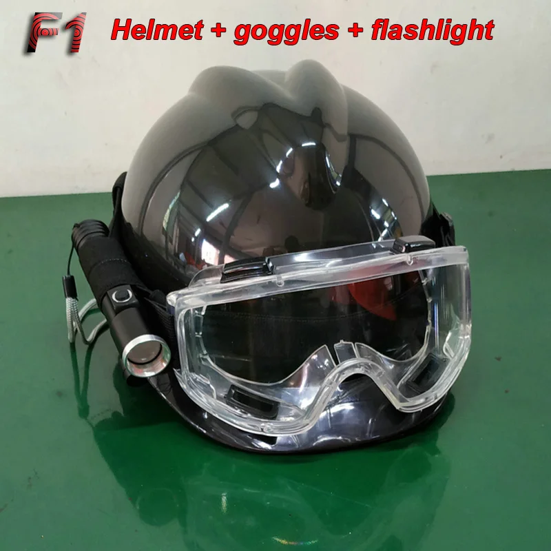 Спасательный шлем F1+ очки+ фонарик для фар аварийный спасательный костюм для защиты головы ночной спасательный шлем с подсветкой