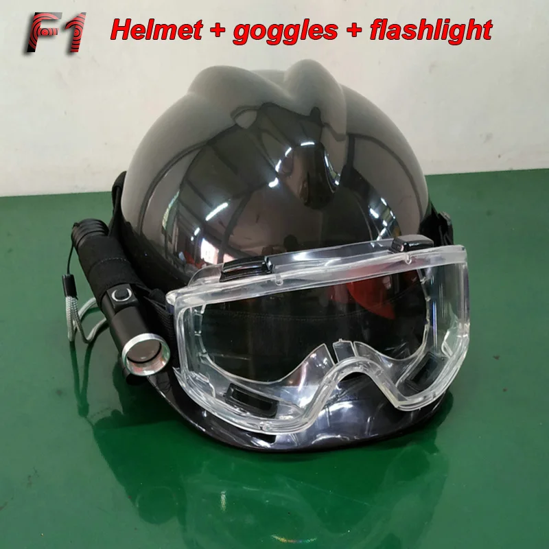 Capacete de Resgate + Óculos Farol Lanterna Acidente Resgate Cabeça Proteção Terno Noite Iluminação Capacete f1
