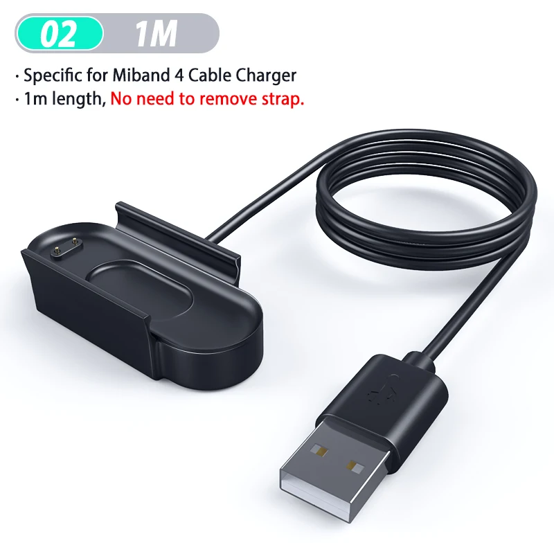 2-1m Портативное зарядное устройство USB для Xiaomi mi Band 4 mi band 4 зарядный док-станция быстрое зарядное устройство кабель для Xiaomi mi Band 4 зарядное устройство адаптер станция - Цвет: 2-1m