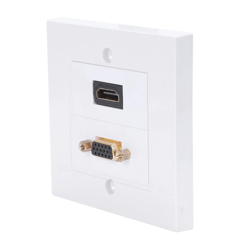 

86 x 86Mm Wall Face Plate 15 Hole Vga Outlet + Hdmi With Extended Wire Socket Media Assorted Panel Faceplate