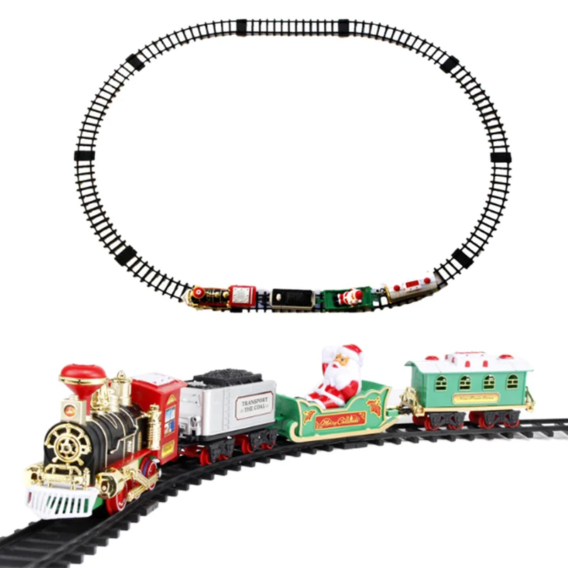 

Toy Train Set with Lights and Sounds ,Christmas Train Set,Round Shape Railway Tracks for Around the Christmas Tree Battery Opera