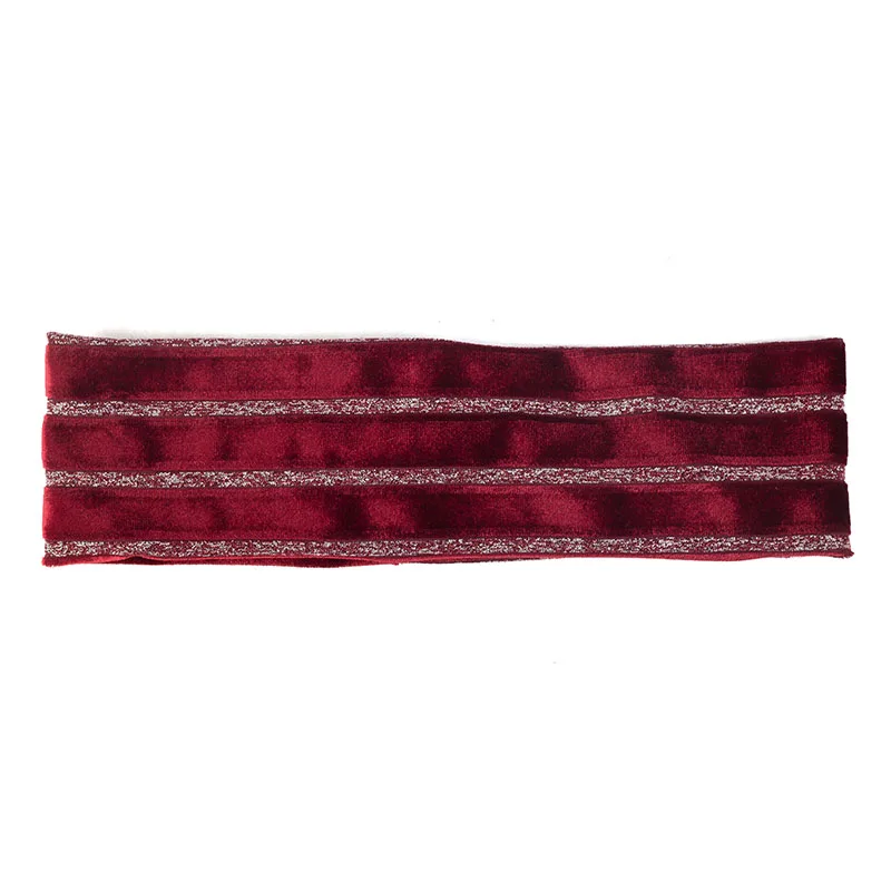 Geebro Женская Повседневная богемная повязка тюрбан мягкие бархатные эластичные повязки женские аксессуары для волос для девочек - Цвет: Wine red