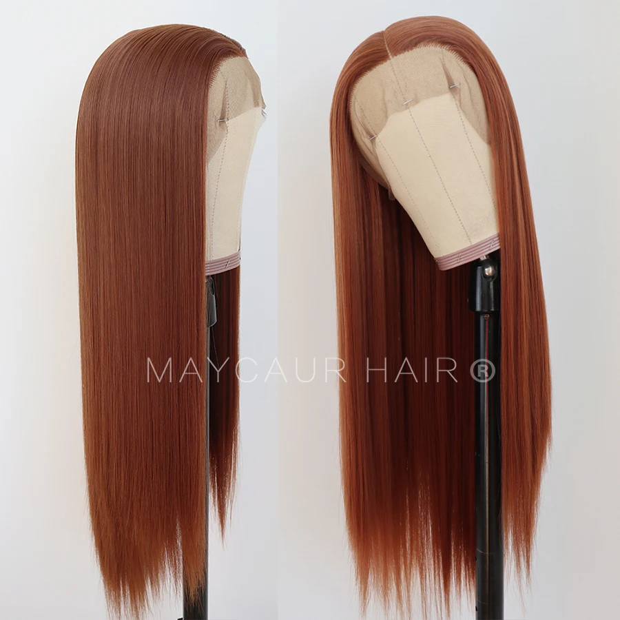 maycaur Synthetic Lace Front Wig Silky Straight 30B Heat Resistant Synthetic Replacement Hair Wigs for Fashion Women (3)