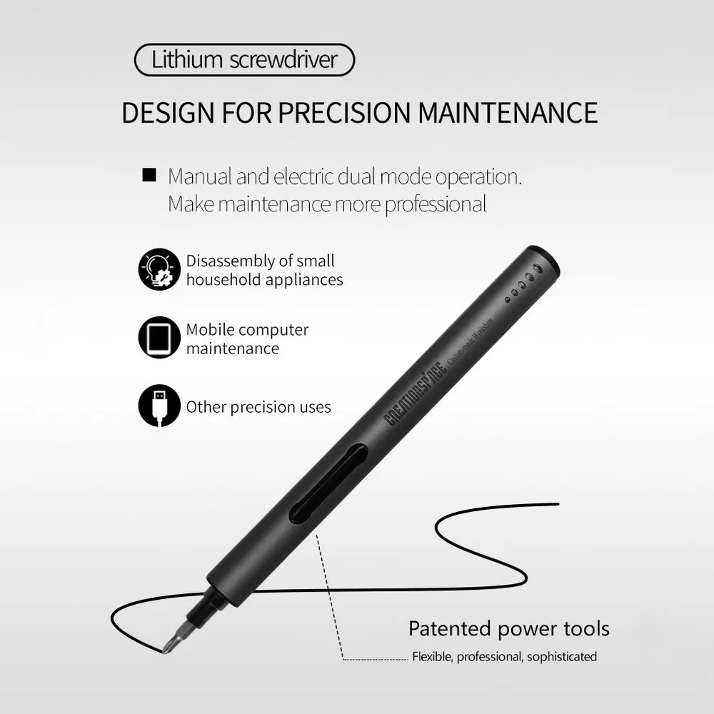 

Mini Electric Cordless Magnetic Screw Driver Tool Rechargeable Li-ion Battery USB CS03B Precisions Hand Screwdriver Bit Set