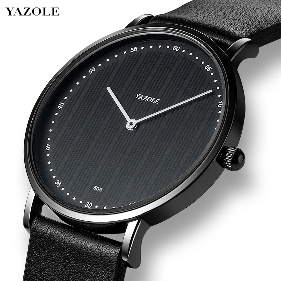 

Top Brand YAZOLE Simple Dial Watch Men Leather Strap Minimalist Watch Analog Two Hands Fashion Reloj Hombre Relogio Elegant Men