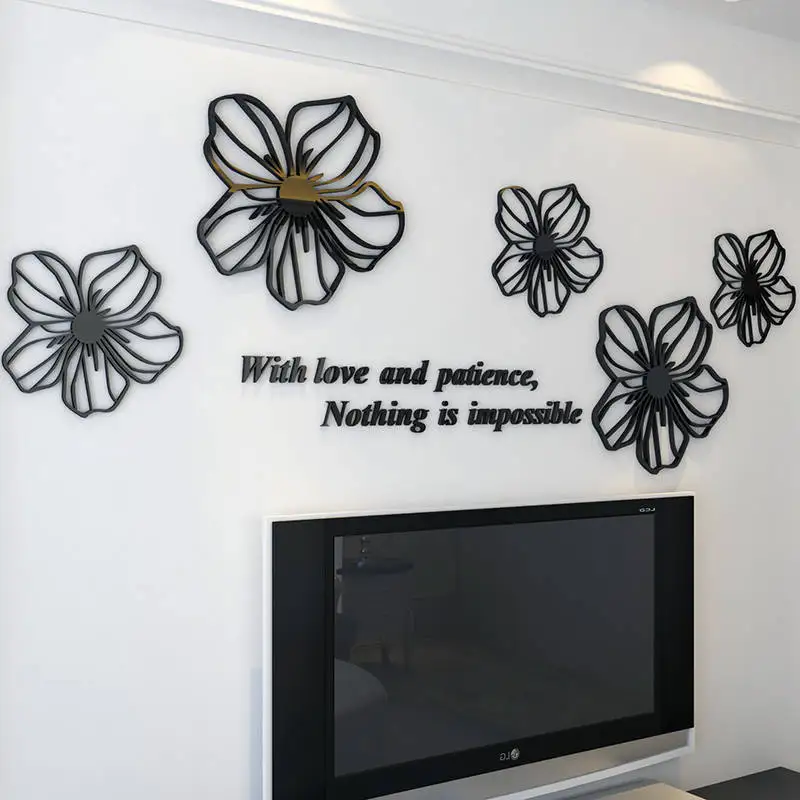 Black Flower Wall Sticker Romantic DIY Sticker For Wall Decor Art Decal