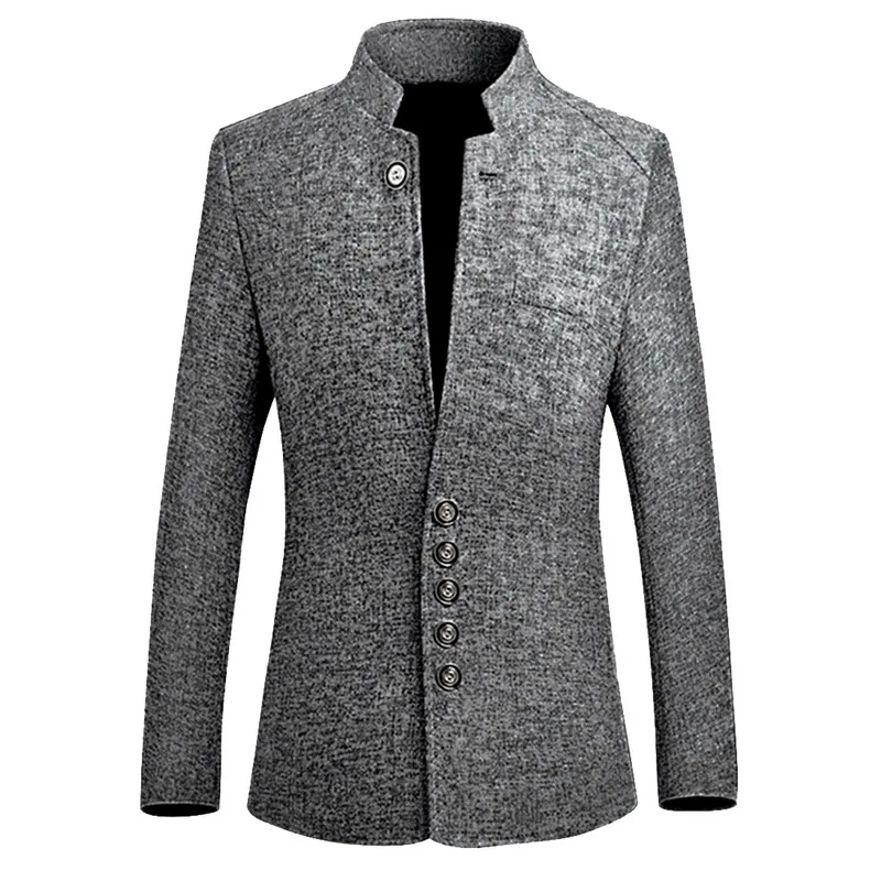 WENYUJH Chinese Style Business Casual Stand Men Jacket 2019 Autumn New Collar Male Blazer Slim Mens Blazer Jacket Plus Size 5XL WENYUJH Chinese Style Business Casual Stand Men Jacket 2019 Autumn New Collar Male Blazer Slim Mens Blazer Jacket Plus Size 5XL