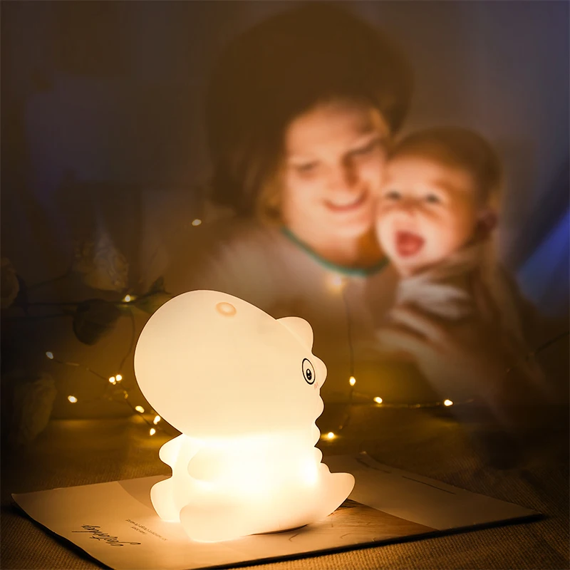 

USB LED Night Lights Lamp Soft Silicon Touch Sensor Portable Dinosaur Lighting for Baby Kids Room Bedroom Colorful Decoration