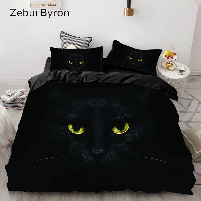 

3D luxury Bedding Set Custom/King/Europe/USA,Duvet Cover Set,Quilt/Blanket Cover Set,Bed set Animal Black cat eyes,drop ship