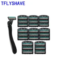 TFLYSHAVE 3 Layer Blade Men Private Facial Rotatable Stainless Steel Replaceable Blade Sharp High Quality 1 Holder 24 Blades