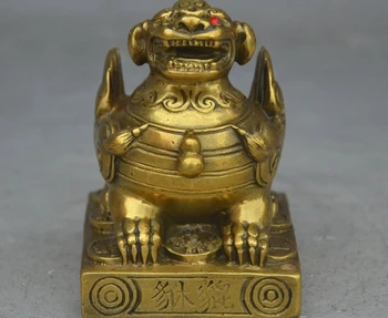 

zmrui 4" China Folk Myth Wild Animal brave troops Beast Guard Wealth Coin PiXiu Statue