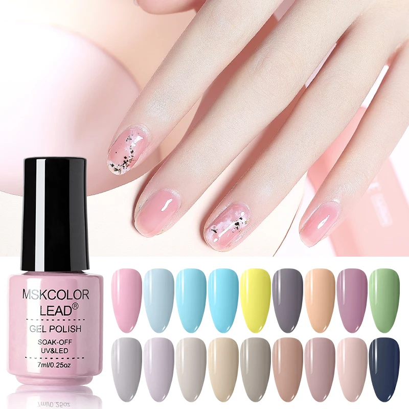 MSK Color Lead 7ml Nail Gel Semi Permanent Gel Polish UV LED Nail Gel Colorful Bottle Varnish Soak Off Nail Art Gel Nail Polish