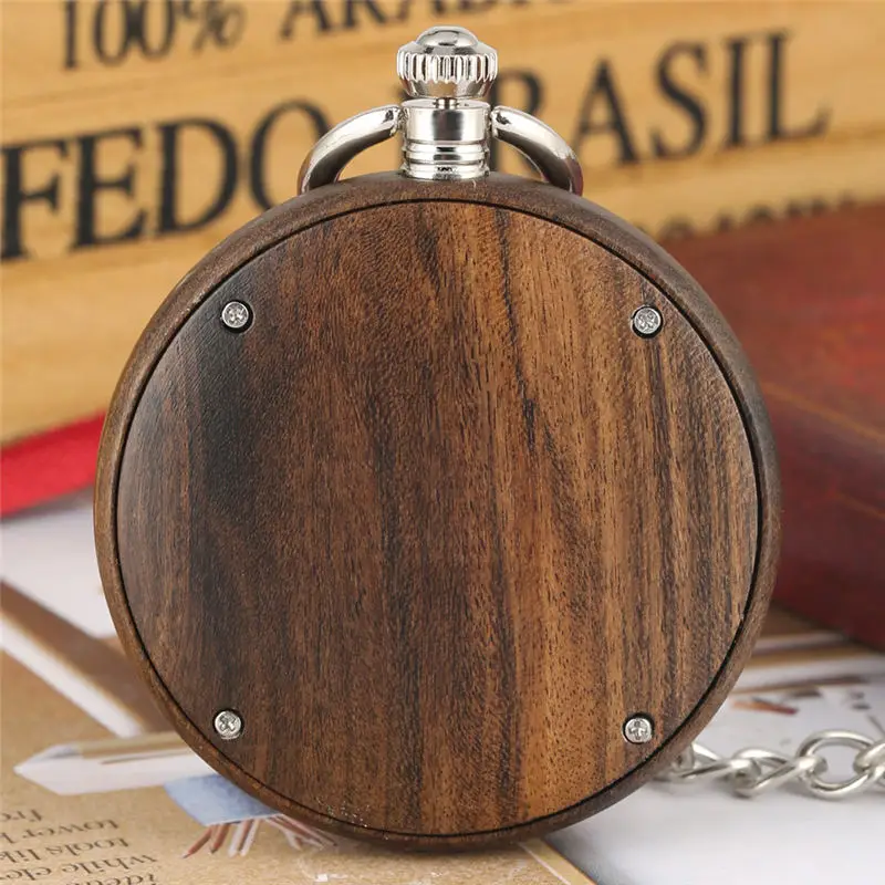 Retro Wooden Pocket Watch Male Clear Case Women Luminous Quartz Analog Pendant Watch Warcraft Retro Gift 5