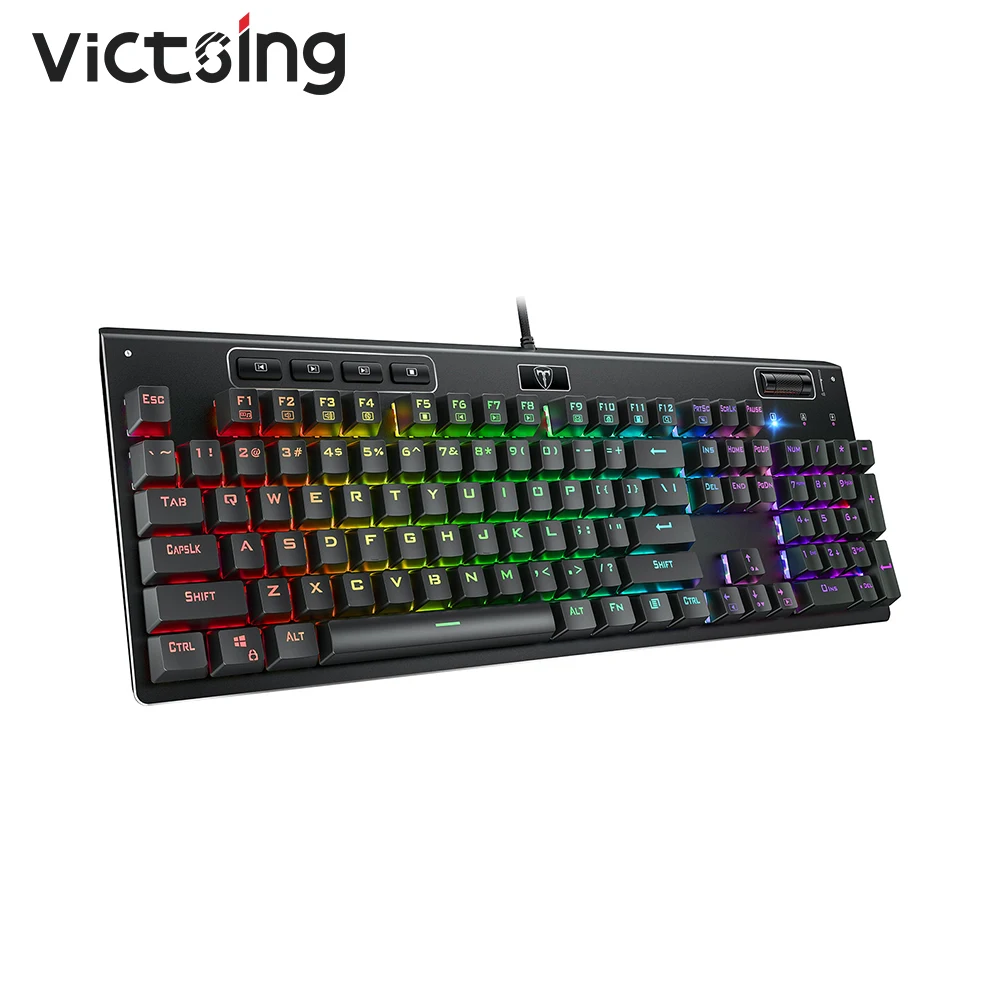 VicTsing PC173 Mechanical Keyboard Red Switch 108 Keycaps Anti-ghosting RGB Backlit LED USB Wired Gaming Keyboard For PC Gamer