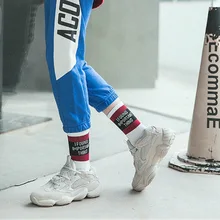 Осенние и зимние женские носки из хлопка, носки для скейтборда в европейском и американском стиле, носки с буквенным принтом, пара спортивных носков