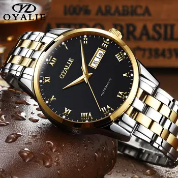 

New fashion trending waterproof full automaticity mechanical man and woman Watch with calendar