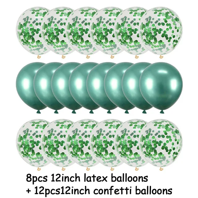 20Pcs Rose Gold Balloon Set Confetti Metallic Balloons Birthday Party Wedding Decoration Anniversary Globals Baby Shower Balloon 20pcs green set