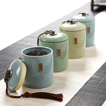 

Medium-Sized Tea Canister Spices Storage Box Candy Cookie Honey Jar for Kitchen Storage Jars Ceramic Tea Jar Home Office Decor