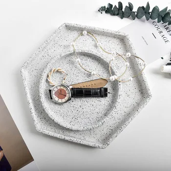 

Terrazzo hexagon storage tray Round storage tray Home decor trend supplies Jewelry and sundries desktop storage tray