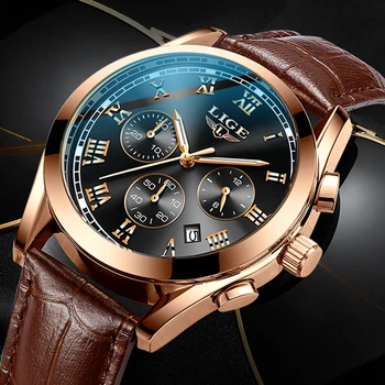 

Mens Watches LIGE Top Brand Luxury Waterproof 24 Hour Date Quartz Clock Male Leather Sports Wrist Watch Relogio Masculino 2020