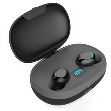 Мини Бас цифровой дисплей в ухо Спорт Автоматическое Сопряжение беспроводной Bluetooth наушники с микрофоном шумоподавление водонепроницаемый