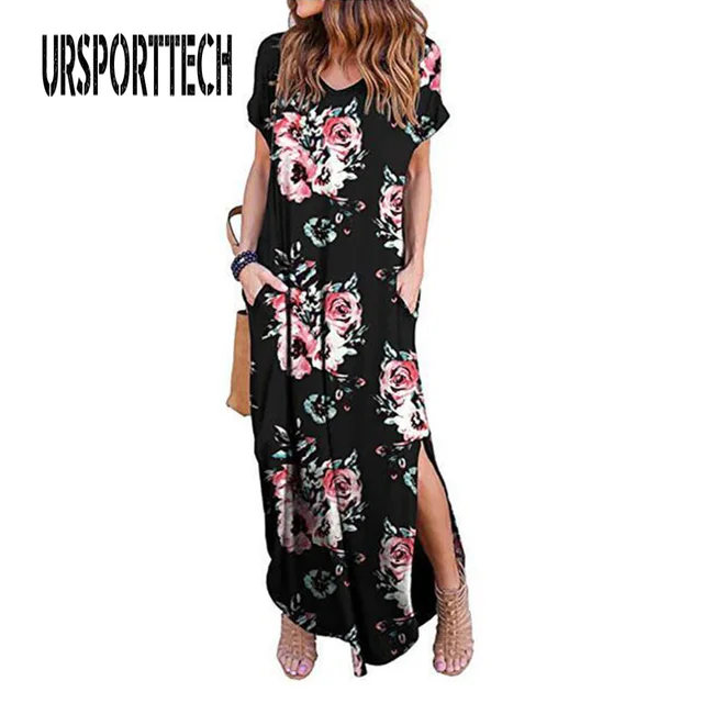 Sexy Women Dress Plus Size 5XL Summer 2020 Casual Short Sleeve Floral Maxi Dress For Women Long Dress Free Shipping Lady Dresses 4