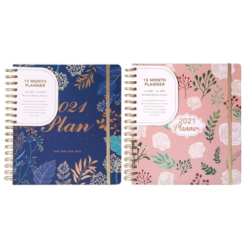 

2021 Agenda Planner Organizer Coil Notebook Journal Daily Monthly Weekly Schedule School Office Supplies