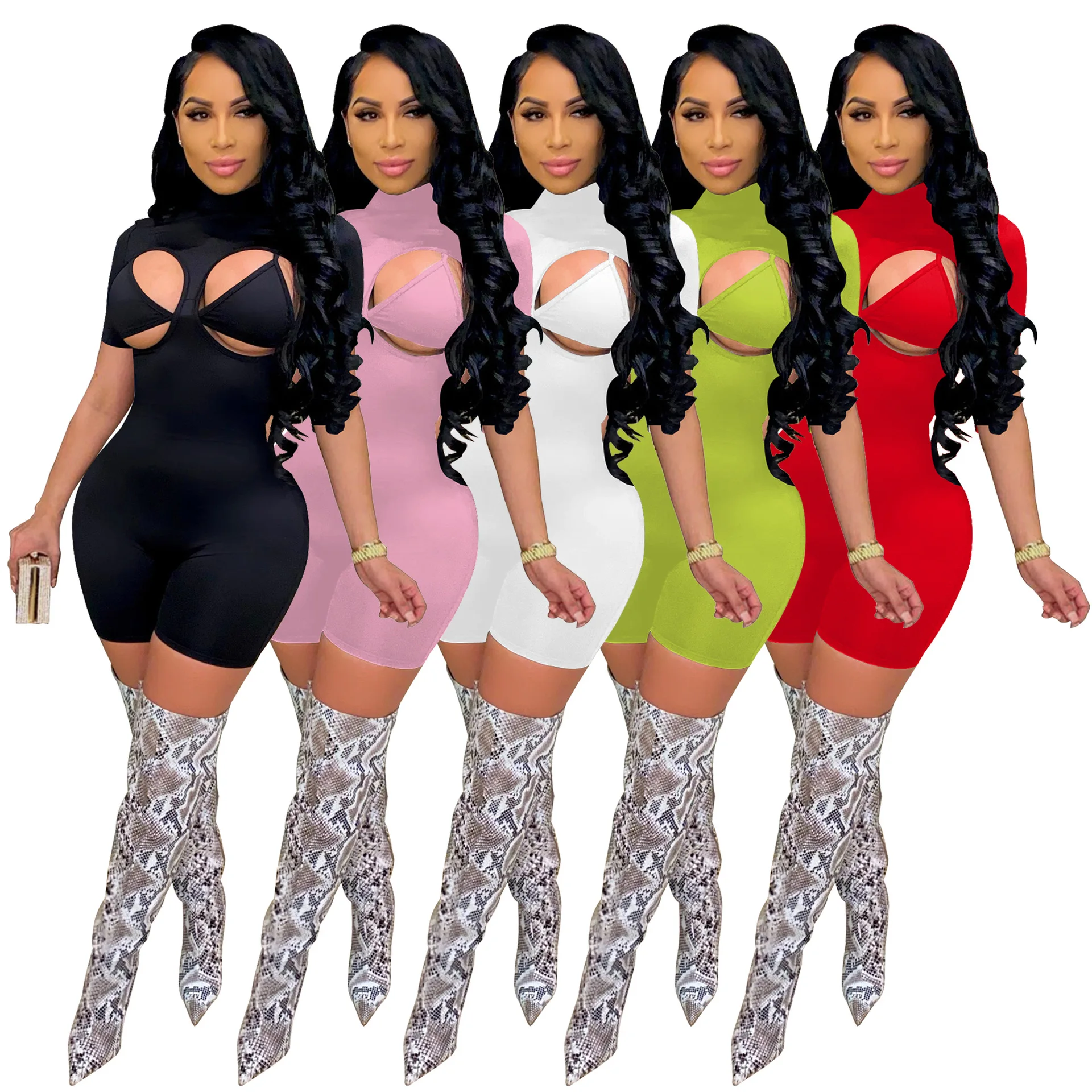 Неоновый зеленый Bodycon 2 шт. комплекты для женщин топ с высоким плотно облегающим