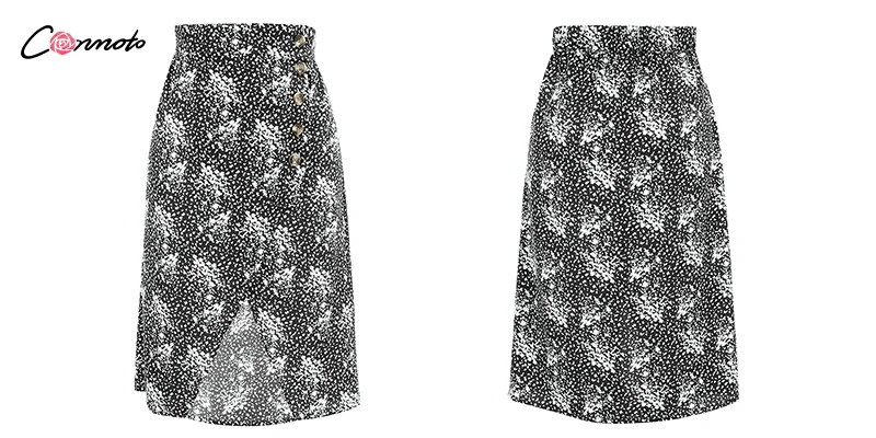 Conmoto boho пляжные повседневные летние женские юбки, желтые женские юбки средней длины на пуговицах с высокой талией, Женская юбка с разрезом размера плюс