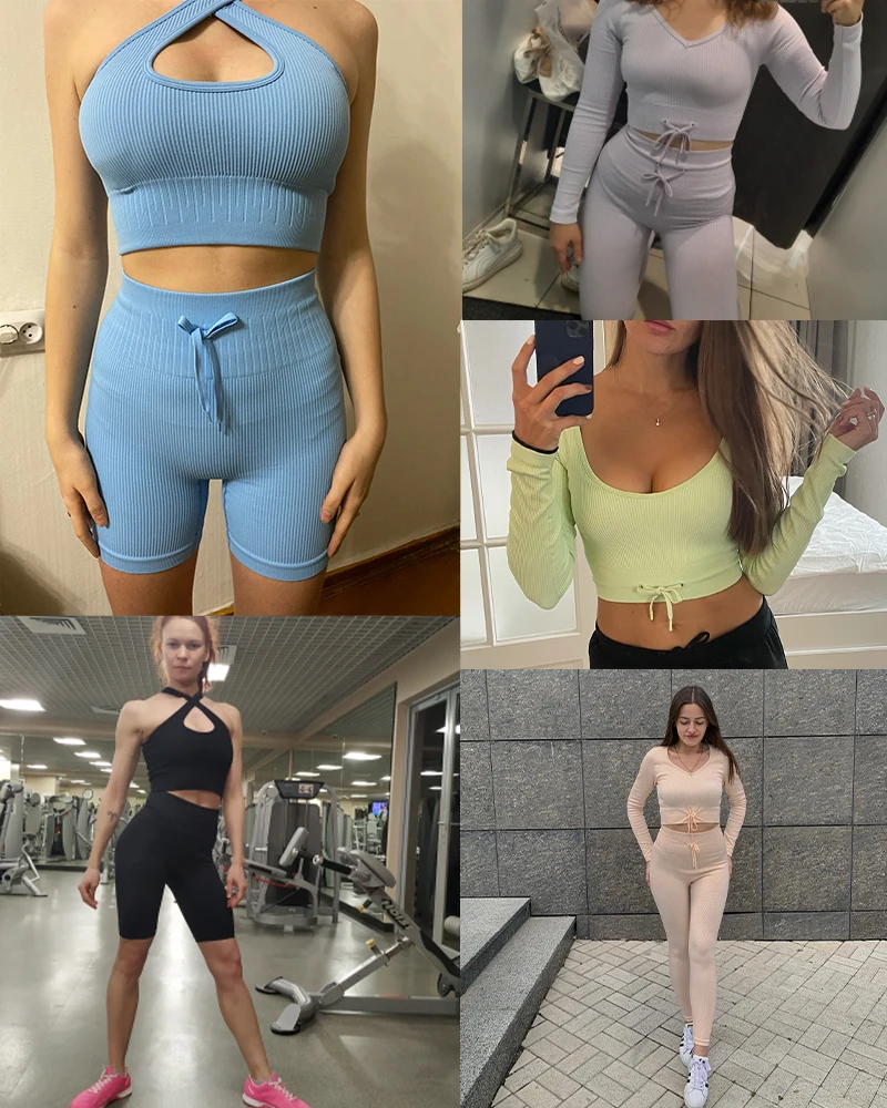 Seamless Yoga Sets Sport Suit Two Piece Set Women Gym Clothing Workout Sportswear Yoga Set High Waist Seamless Leggins Sport Top vintage tees