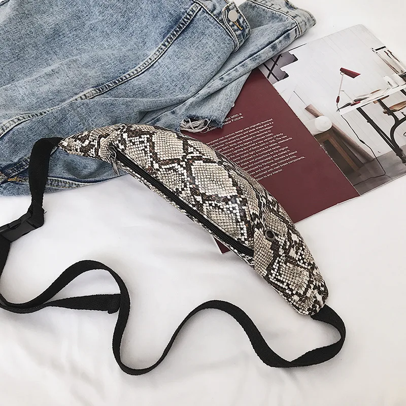 Khaki new snakeskin waist pockets cross-border ladies personality fashion Europe and America wild small mobile phone pockets - Color: Khaki