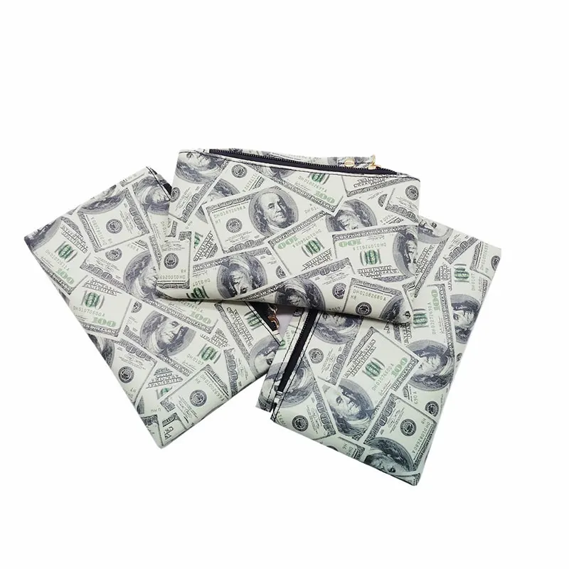 Ручная сумка для мужчин и женщин с узором в виде доллара кожаная ПВХ на молнии